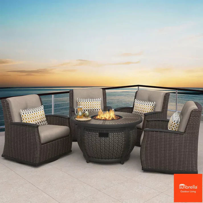 💥clearance sale💥Agio Vermont 5 Piece Woven Fire Deep Seating Patio Set + Cover