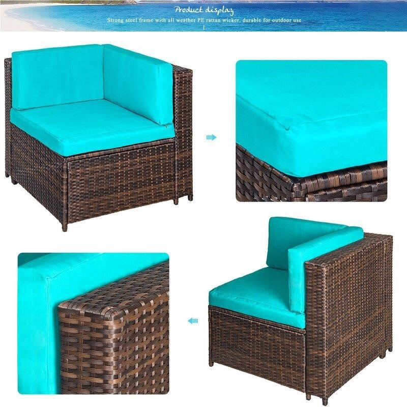 Haoyang 7 Piece Rattan Sectional Seating Group with Cushions