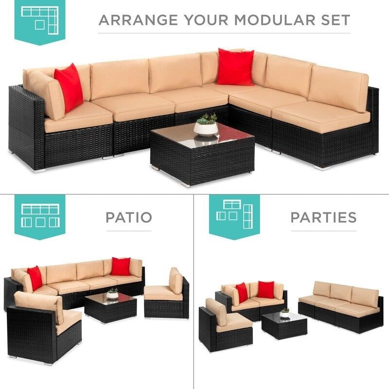 Wicker/Rattan 6 - Person Seating Group with Cushions