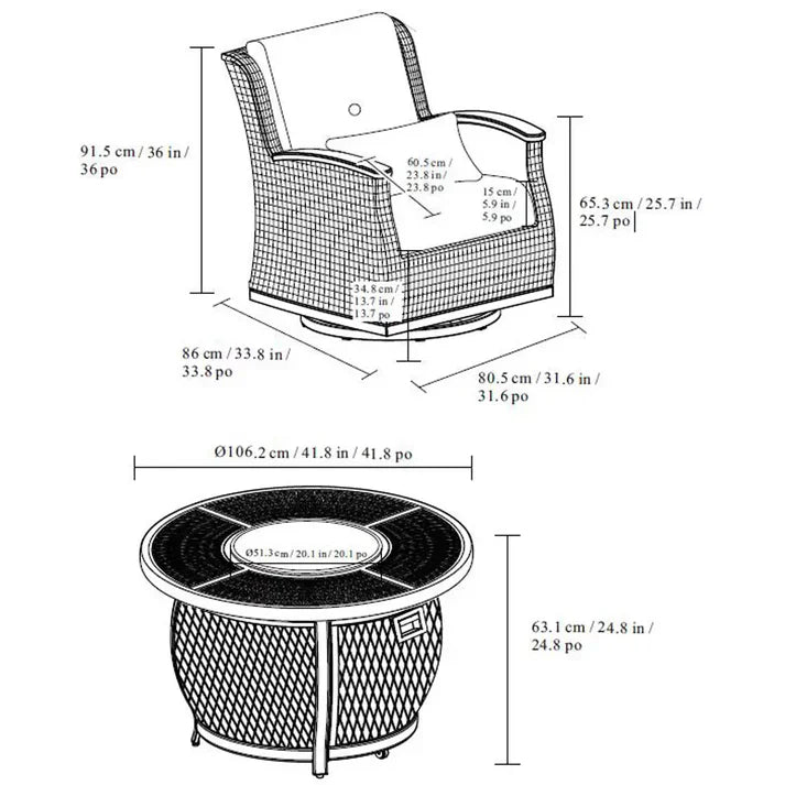 💥clearance sale💥Agio Vermont 5 Piece Woven Fire Deep Seating Patio Set + Cover