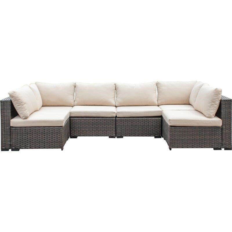 Holliston Wicker/Rattan 4 - Person Seating Group with Cushions